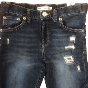 Levis Girls Dark Wash Distressed Girlfriend Fit Jeans Size 10 Regular